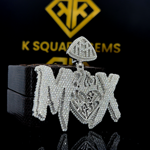 Pendentif en moissanite initiale Hip Hop pour homme avec lettre personnalisée Bijoux de glace en argent 925 pour enfants - Product Image 4