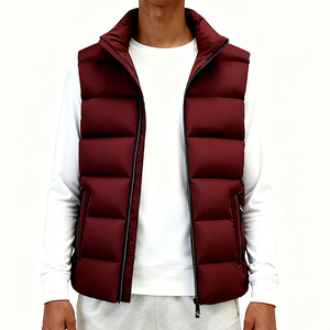 เสื้อกั๊กบุใยฝ้ายคุณภาพสูงสำหรับฤดูหนาว สไตล์ลำลอง มีซิป แบบพองตัว ไม่มีแขน  พร้อมปักลายตามสั่ง ให้ความอบอุ่น สำหรับผู้ชาย - Product Image 2