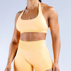 Vêtements de fitness 3 pièces tenues femmes licou soutien-gorge Leggings de gymnastique Biker Shorts ensembles Impact Yoga ensembles d'entraînement - Product Image 3