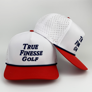 Casquette de golf imperméable 5 panneaux de haute qualité beige vert avec logo brodé 3D personnalisé, casquette de baseball classique à trous laser bicolore - Product Image 2