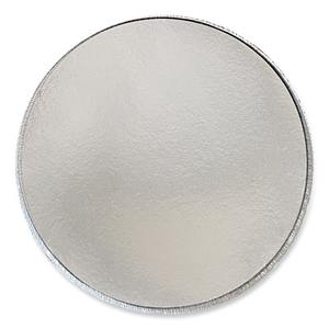 Boardwalk 48 Oz. 9 pulgadas. X 1.66 pulgadas Contenedores Redondos Desechables de Aluminio para Llevar con Tapa de Papel de Aluminio Plateado - 200 Unidades/Caja - Product Image 1
