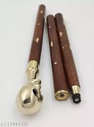 ไม้เท้าโบราณพร้อมที่จับโลหะปลายเหล็กและทองเหลือง - Product Image 5