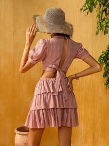 ชุดเดรสปาร์ตี้ของผู้หญิงชุดเดรสปาร์ตี้ฤดูร้อนทำจากผ้าฝ้ายแบบซักได้ทำมือสไตล์อินเดีย - Product Image 4