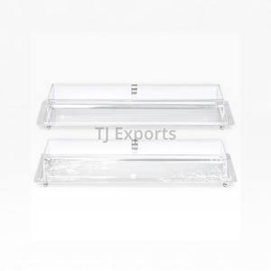 Juego de Soportes para Chocolate de Acrílico con Base Cuadrada y Rectangular con Detalles en Dorado, Ideal para Presentaciones de Eventos de Lujo - Product Image 6