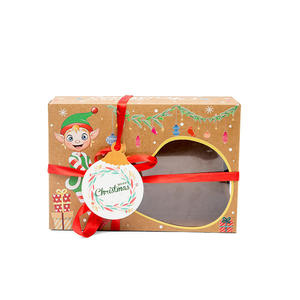 Tốt nhất bán thực phẩm lớp Kraft bánh hộp với oilpaper và băng Giáng sinh Cookie hộp với cửa sổ Hộp quà tặng với cửa sổ - Product Image 6