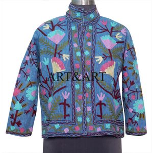 Chaqueta Acolchada de Algodón Transpirable con Bordado Suzani para Mujer, Tejido de Punto Suave Hecho a Mano, Ropa para el Día de San Valentín - Product Image 1
