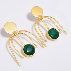 Latón 14K chapado en oro pendientes de piedras preciosas mujeres y niñas moda latón piedras preciosas joyería personalizada latón piedras preciosas joyería fabricante - Product Image 6