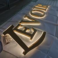 Enseigne personnalisée en lettres 3D en acier inoxydable rétroéclairées par LED, pour intérieur et extérieur, logo d'entreprise mural |   Fabricant d'origine