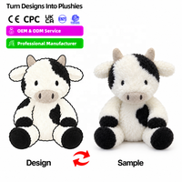 Peluche personnalisée JellyCat OEM ODM, jouet animal vache Smudge en peluche, poupée douce, vache noire et blanche en peluche pour cadeau d'anniversaire pour enfants SMG2C