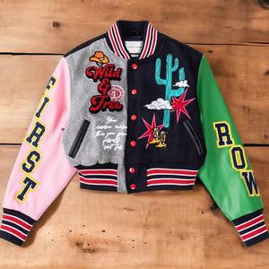 Chaqueta universitaria para chaquetas de béisbol personalizadas para mujer, chaquetas Letterman personalizadas para mujer, chaquetas Varsity para mujer en blanco al por mayor - Product Image 2