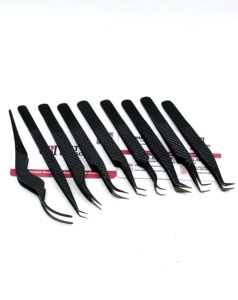 Pince à épiler pour extensions de cils GETUP BROSONS IMPEX en acier inoxydable avec pointe lisse, logo personnalisé, durable et prise en main parfaite, longueur 10 mm - Product Image 3