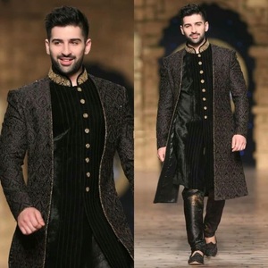 2023 chaqueta bordada decente de moda pantalón Kurta con zapatos a juego para fiesta/boda de talla grande transpirable - Product Image 2