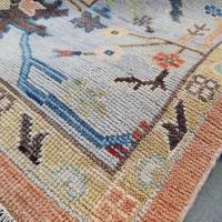 Bester handgefertigter Neuseeland-Woll-Oushak-Teppich, maßgefertigtes traditionelles Design, handgeknüpft, niedriger Flor, Latex-Rückseite, ideal für den Heimboden
