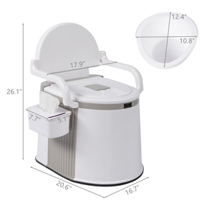 Inodoro Portátil para Acampar al Aire Libre, Gris y Blanco, con Portarrollos y Tira Antideslizante - Product Image 1