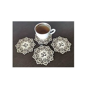 Square Shape Customised Logo Printed Coasters <b>Cup</b> Holders <b>Mats</b> Pads Wooden Styles OEM Sublimation TQC Model 31025 Modern Design - Product Image 4