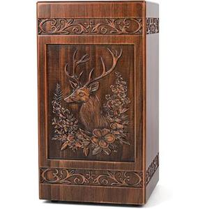 Urnas conmemorativas de madera hechas a mano para cenizas humanas de adultos urnas de cremación grabadas caja de urna de entierro decorativa funeraria de la India - Product Image 6