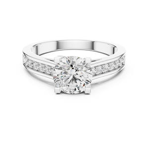 <b>Vintage</b> Inspired Trendy 14K Solid <b>Gold</b> White Lab Diamond F Color Engagement <b>Ring</b> with Cut Cluster for Unisex Wedding Occasions - Product Image 2