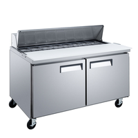 Réfrigérateur-congélateur de comptoir à double porte pour salades, pizzas, méga-bar, sandwichs, table de préparation