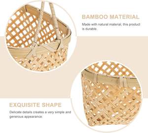 Panier à légumes en bambou fait à la main, mini bacs de rangement, petit panier avec poignée - Product Image 5