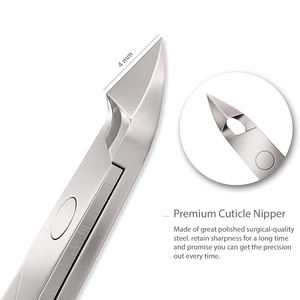 Pince à cuticules à poignée enduite noire 3.95 pouces lame tranchante Double joint à ressort pince à ongles en acier inoxydable allemand - Product Image 3