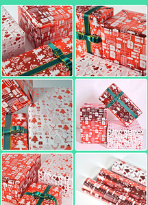 Tùy Chỉnh Dày Tái Sử Dụng Có Thể Tái Chế Thân Thiện Với Môi Hai Mặt Giáng Sinh Giấy Gói Cuộn Với Màu Đỏ - Product Image 2