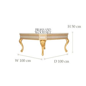 Ensemble de table en bois peint à la main, classique et luxueux, doré - Product Image 6