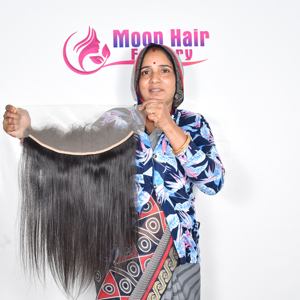 Produit de qualité supérieure, aspect naturel, cheveux indiens doux, tissage frontal droit pour femmes, salon, fête ou usage quotidien - Product Image 5