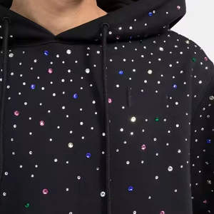 เสื้อฮู้ดสไตล์สตรีทแวร์ของผู้ชายปรับแต่งได้เสื้อสวมหัวโอเวอร์ไซส์กันแดดซีดด้วยพลอยเทียมสไตล์ฮิปฮอปสำหรับฤดูหนาว - Product Image 2