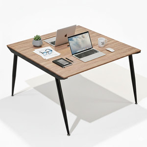 โต๊ะทำงานสำนักงานสมัยใหม่ โต๊ะกลุ่ม 2 คน ขนาด 120x120 ซม. ไม้อัดพร้อมขาเหล็ก รุ่น HBCO026 - Product Image 1