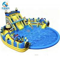 Parc aquatique gonflable commercial en PVC 2026 avec toboggan aquatique combiné, piscine et château gonflable pour divertissement familial et aire de jeux aquatique à thème