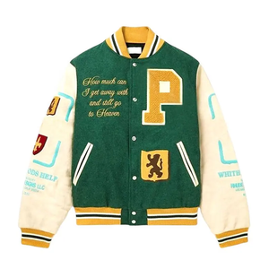 Chaqueta universitaria de béisbol de lana de alta calidad para hombre, venta al por mayor, parches de chenilla de manga larga personalizados, último diseño del fabricante - Product Image 1