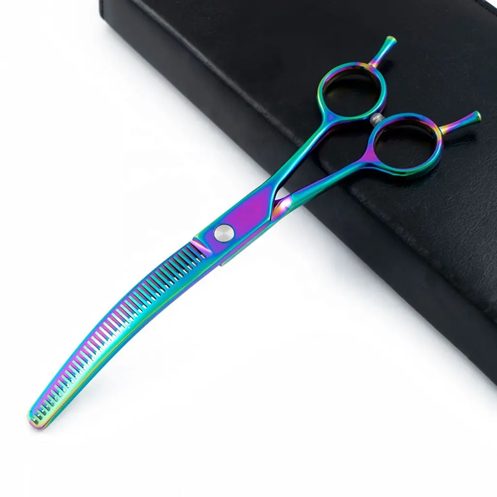 Top Selling Professional Pet Grooming Curved Hair Thinning Scissors High Quality Hairdressing Scissors Barber Hair cutting Shear