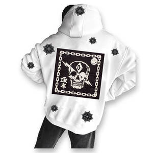 Sweat à capuche unisexe personnalisé en éponge française avec motif de détresse brodé Sweat à capuche surdimensionné pour hommes avec méthode d'impression en relief - Product Image 6