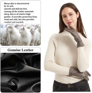 2024 guantes de cuero de invierno para mujer con pantalla táctil para mensajes de texto, conducción cálida, piel de cordero, 100% - Product Image 2