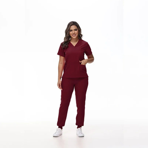 Uniformes de hospital transpirables más vendidos, uniformes médicos con cremallera para hombres y mujeres, conjunto de uniforme de Enfermería de manga corta con logotipo personalizado - Product Image 1