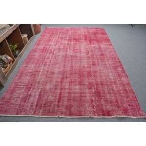 Tapis turc vintage moderne grande surface 6.2x9.8 pieds rouge Patchwork Design laine matériau Latex support 10mm pour couloir chambre à coucher - Product Image 1