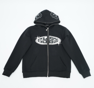 Direct <b>Black</b> <b>Men's</b> Winter Streetwear <b>Hoodie</b> Full Face <b>Zip</b>-<b>up</b> with 3D Puff Printing Solid Pattern Custom Direct <b>Black</b> Plain Dyed - Product Image 5