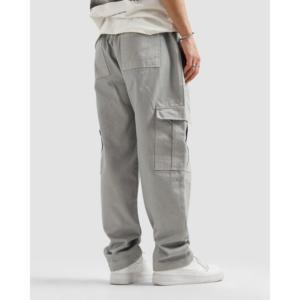 Pantalon cargo en toile 100% coton, délavé, gris cendré, logo personnalisable, taille haute, coupe droite, tailles XL à 6XL, léger - Product Image 1
