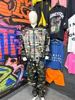 Ensemble de survêtement en simili cuir camouflage PU pour homme, vêtements de sport streetwear, tenue de jogging de haute qualité