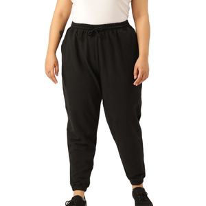 Pantalon de jogging fuselé noir pour femme, personnalisé en polyester, vêtement de sport coupe ample, vente en gros - Product Image 1