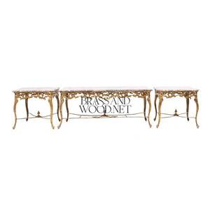 Ensemble de table console en marbre de luxe avec cadre doré - Product Image 1