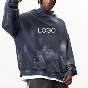 Custom High Quality Winter Heavyweight Denim Embossed Dot Vintage Baggy Oversize ODM Hoodie Unisex - Product Image 4