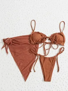 Bikini personalizado con etiqueta de logotipo, fabricante de cintura alta, bikini personalizado, traje de baño, ropa de playa, conjunto de Bikini sexy de dos piezas - Product Image 6