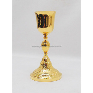 Calice d'église en laiton avec nickelage et finition polonaise brillante forme ronde Design moderne excellente qualité pour boire - Product Image 5