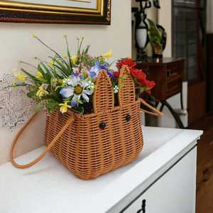 Cute Rabbit Shaped Storage <b>Basket</b> Eco-Friendly Portable <b>Picnic</b> <b>Basket</b> Made of Bamboo Rattan Decorative Gift <b>Baskets</b> for Children - Product Image 2