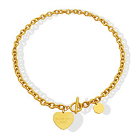 Nouveau collier à breloque cœur gravé sur mesure, en acier inoxydable étanche, plaqué or 18 carats, avec fermoir à bascule, tendance mode