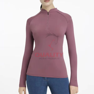 Couche de base d'équitation pour femmes OEM vente en gros tissu respirant à séchage rapide de haute qualité à manches longues coupe ajustée performance équestre - Product Image 1