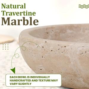 Juego de cuencos de piedra travertino hechos a mano con textura natural, durabilidad, decoración elegante y uso versátil para el estilo del hogar. - Product Image 4