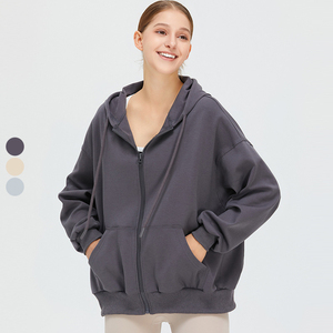 Venta al por mayor de sudaderas con capucha con cremallera completa vendedores en blanco logotipo personalizado fabricante de alta calidad de doble bolsillo mujeres sudaderas con capucha - Product Image 1