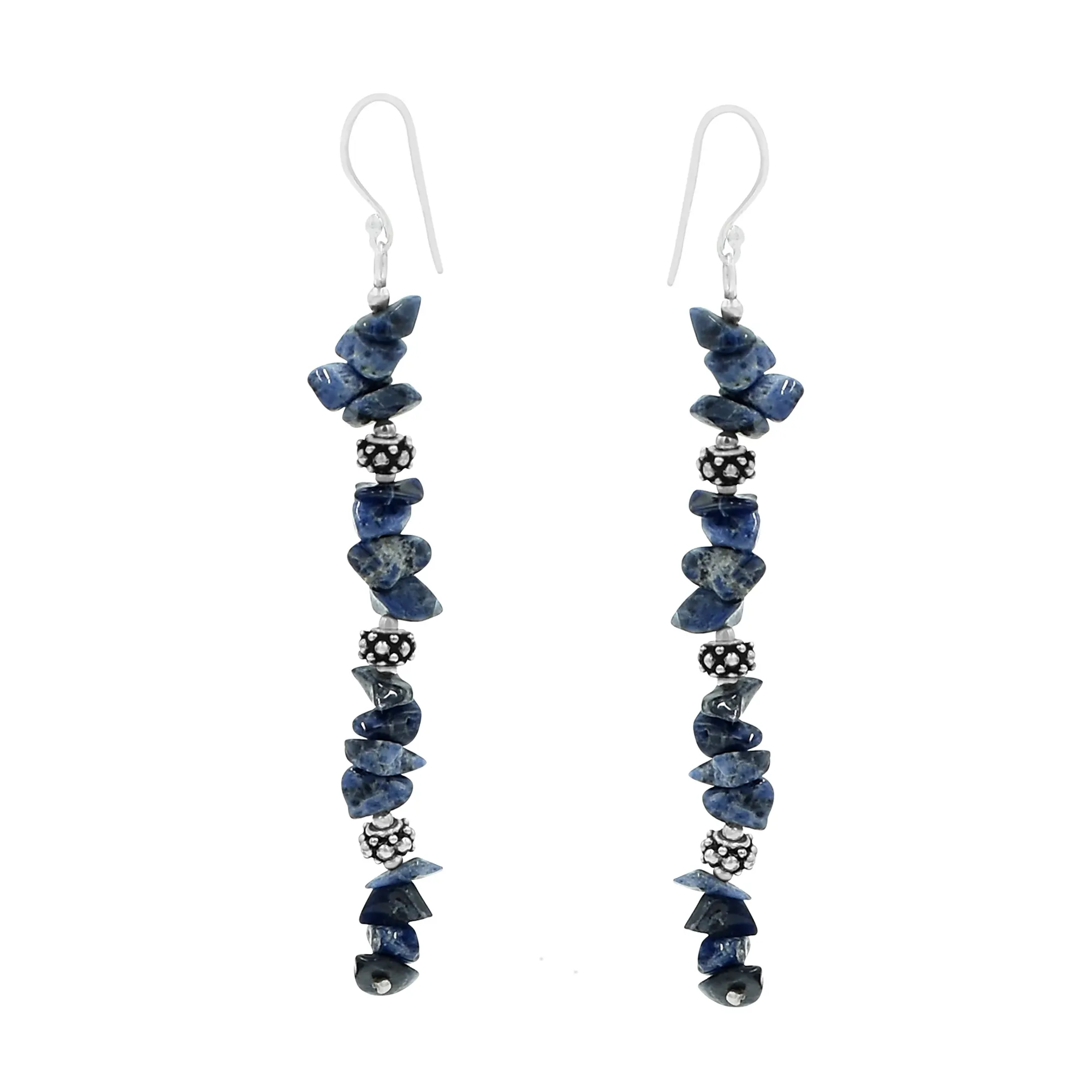 925 Sterling Silver Dangle Drop Earring Natural Blue Lapis Lazuli Gemstone Beads Earring For Girls